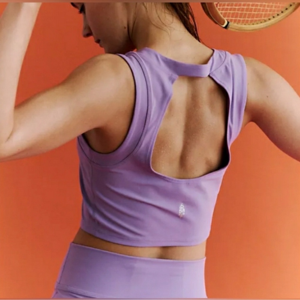 FP Movement by Free People Purple Sleeveless Crop Top and flair leggings set - Picture 4 of 11
